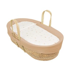 Moisés de mimbre con edredón, cojín, interior acolchadado y colchón  Farm