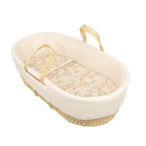 Moisés de mimbre con edredón, cojín, interior acolchadado y colchón  Masai