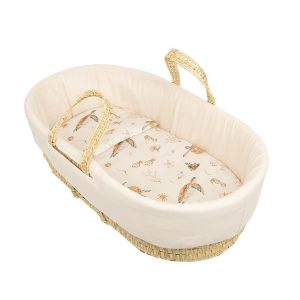 Moisés de mimbre con edredón, cojín, interior acolchadado y colchón  Ocean