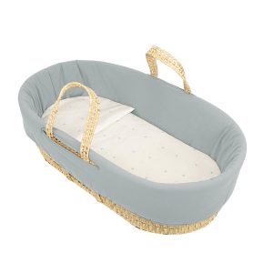 Moisés de mimbre con edredón, cojín, interior acolchadado y colchón  Spring